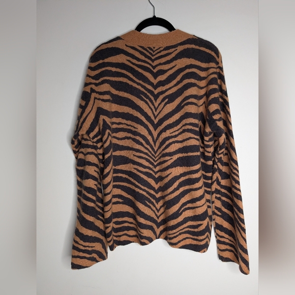 Rails Eleanor Tiger Stripe Wool Cashmere V-Neck Sweater Small - Picture 7 of 7